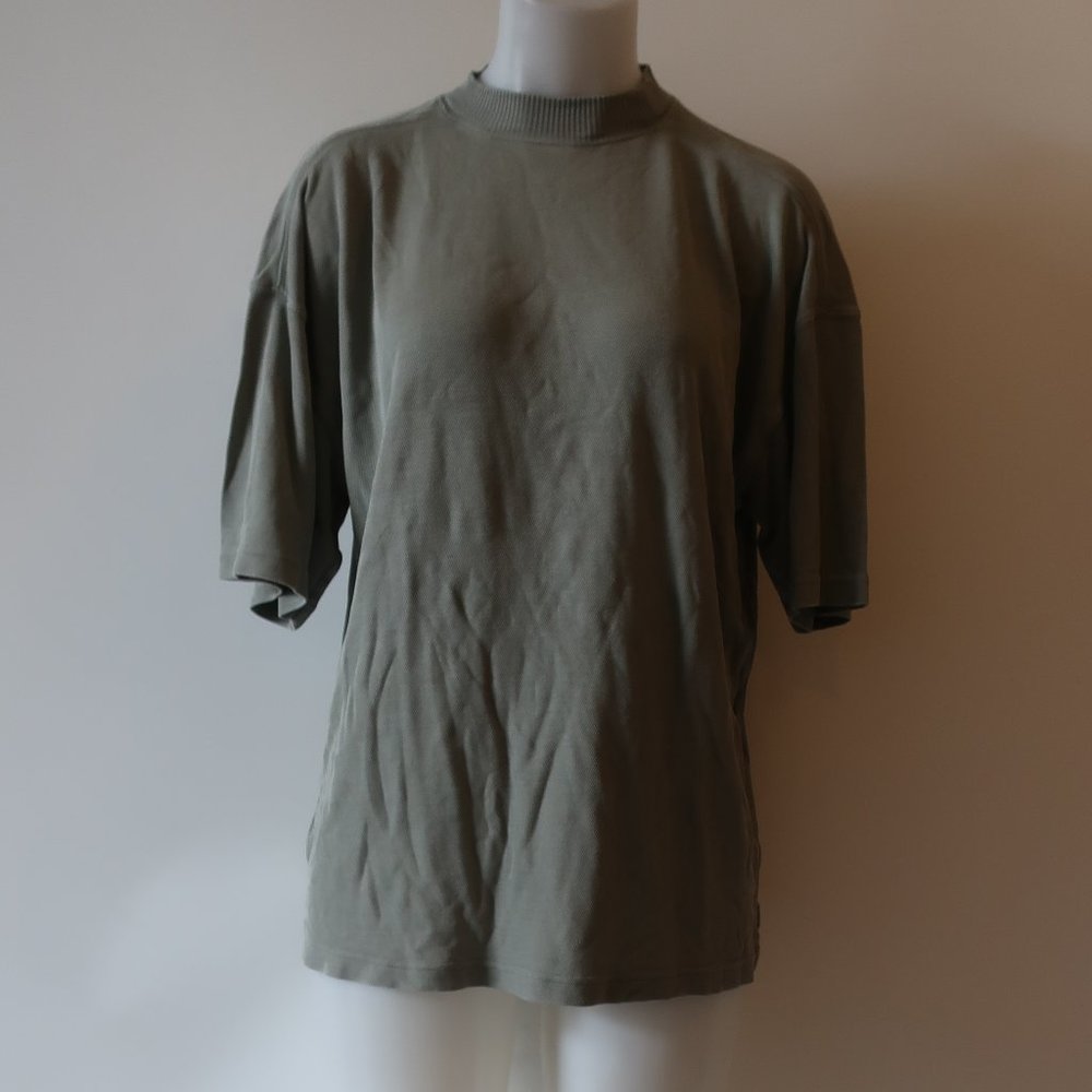 BILL KAISERMAN 100% SILK GREEN SHORT SLEEVE TOP SZ M *